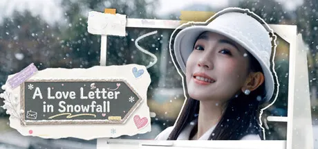 A Love Letter in Snowfall artwork showing a woman in a white hat beside a snowy window