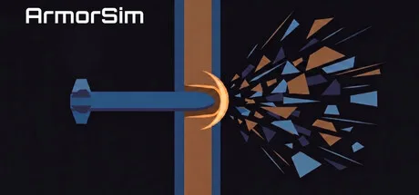 A diagram of a projectile striking a plate and scattering fragments beside the ArmorSim logo.