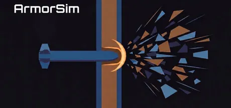 A diagram of a projectile striking a plate and scattering fragments beside the ArmorSim logo.
