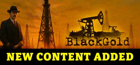 Official promotional artwork showing oil derricks against a yellow sky with New Content Added text.