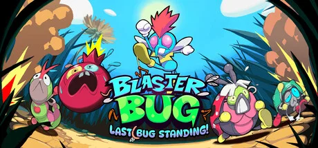 Colorful cartoon insects surround the Blasterbug: Last Bug Standing! logo.