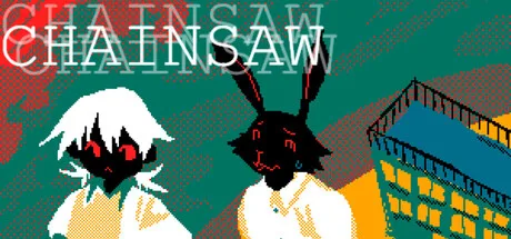 Official Chainsaw promotional artwork with two stylized figures against a green and red background