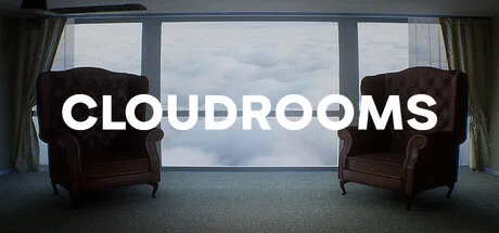 Cloudrooms promotional art with two armchairs beside a window onto clouds.
