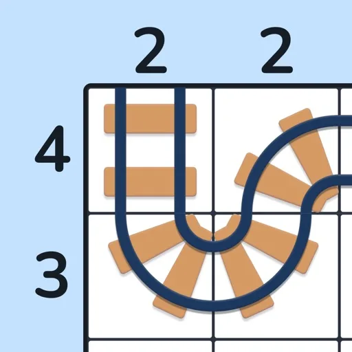 Official app icon for Connect Tracks: Logic Puzzle, showing a railway diagram with numbered rows.