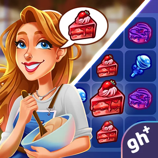 Official app icon for Cooking Bride to Primrose Lake, showing a smiling woman beside colored cooking gems.
