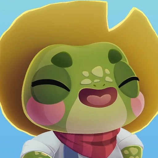 Official app icon for Cozy Caravan, showing a smiling green face in a yellow hat.