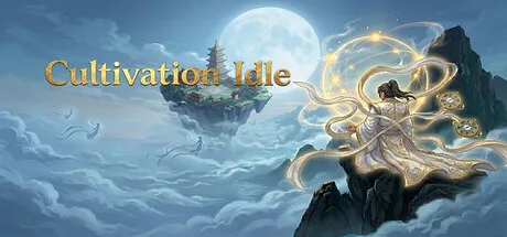 Cultivation Idle promotional art of a robed figure above a cloudy mountain landscape.