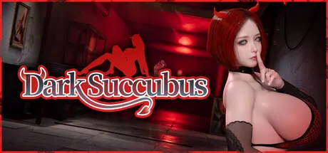 Dark Succubus artwork showing a woman in black beside the title in a red-lit room