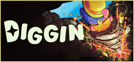 Official promotional artwork showing a cartoon mole wearing mining gear beside the Diggin title.