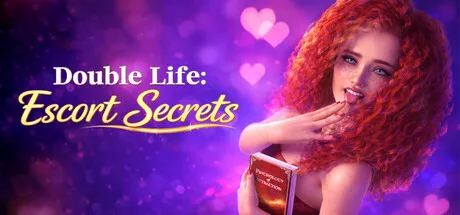 A red-haired illustrated woman holding a book beside the Double Life title on purple.