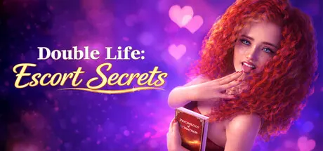 A red-haired illustrated woman holding a book beside the Double Life title on purple.