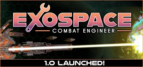 A spacecraft firing a bright beam below the Exospace Combat Engineer title.