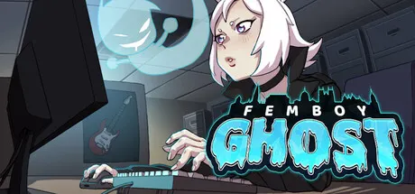 A white-haired illustrated figure using a keyboard beside the Femboy Ghost title.