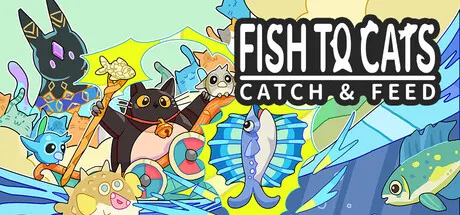 Fish to Cats artwork with colorful illustrated cats and fish surrounding the title