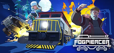 Fogpiercer promotional illustration of a train and armed characters.