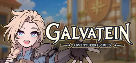 A pale-haired illustrated receptionist extending a hand beside the Galvatein title.