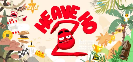 Heave Ho 2 promotional illustration of colorful characters around a large red title.