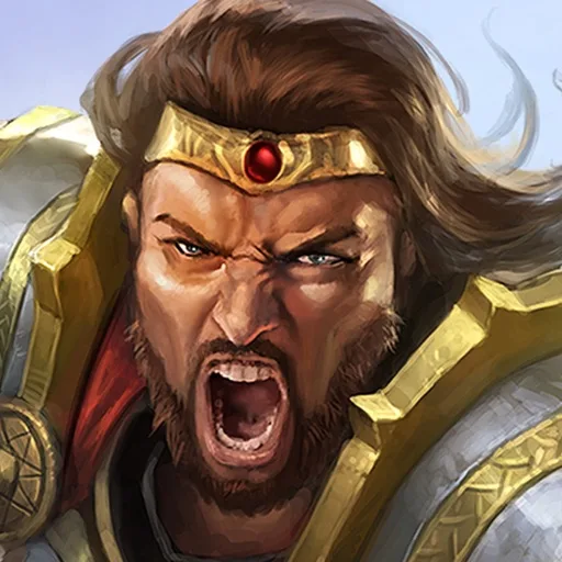 Official app icon for Hero Realms, showing a crowned bearded warrior.