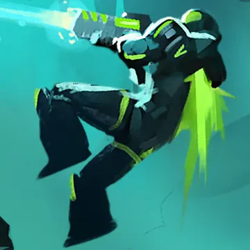 Official app icon for Hive Jump 2: A Bullet Heaven, showing a dark armored figure against teal light.