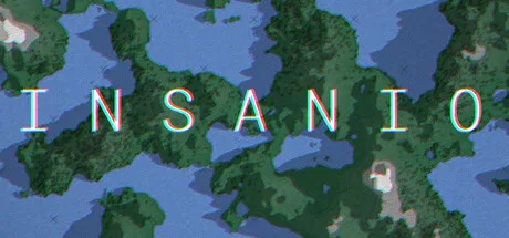 Insanio title over a top-down landscape of islands and water.