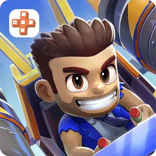 Official app icon for Jetpack Joyride Racing, showing a smiling cartoon racer.