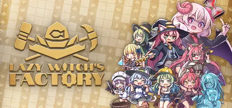 Lazy Witch’s Factory logo with an illustrated group of fantasy characters