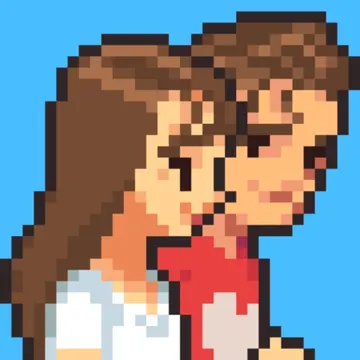 Official app icon for Life is a Game : 인생게임, showing a pixel-art couple facing one another.