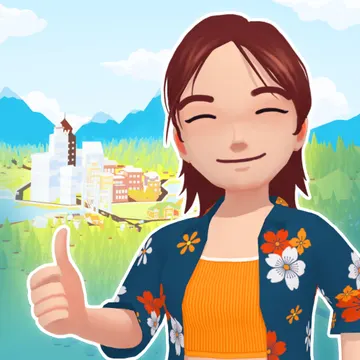 Official app icon for L.I.F.E. Sim Life Simulator, showing a smiling woman standing outdoors.