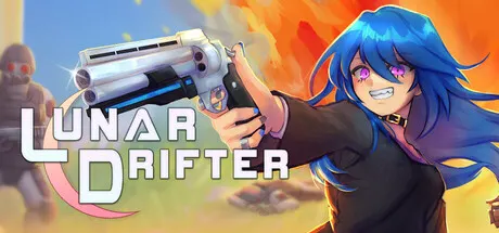 A blue-haired illustrated figure aiming a revolver beside the Lunar Drifter title.