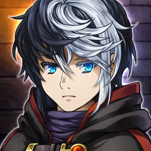 Official app icon for RPG Miden Tower, showing a dark-haired fantasy character with blue eyes.