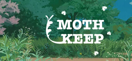 Mothkeep title surrounded by illustrated moths and green woodland plants.