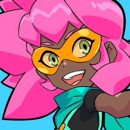 Official app icon for Nova Island, showing a goggle-wearing character with pink hair.