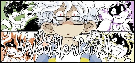 Our Wonderland promotional illustration of several expressive characters around the title.