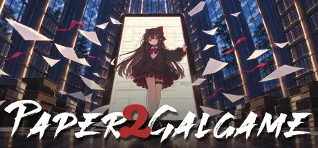Paper2Galgame title against a library and an illustrated character on a screen