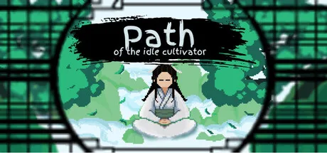 A pixel-art cultivator sits among clouds beneath the Path of the Idle Cultivator title.