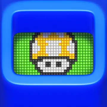 Official app icon for Pixel Holes, showing a pixel-art mushroom on a small blue display.