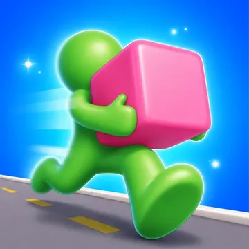 Official app icon for Pixel Pack!, showing a green creature carrying pink blocks.