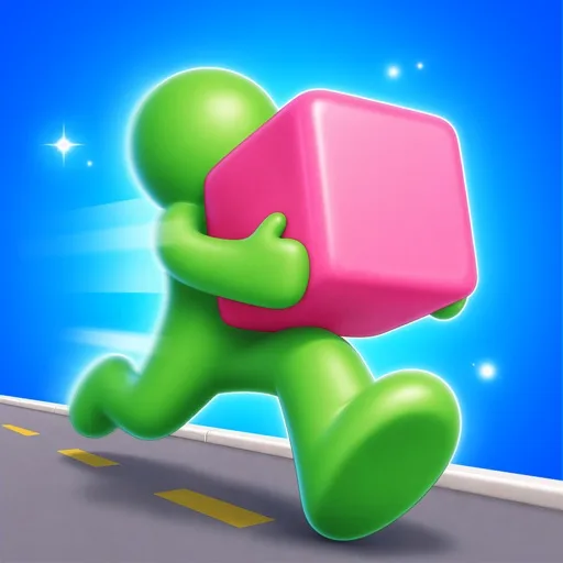 Official app icon for Pixel Pack!, showing a green creature carrying pink blocks.