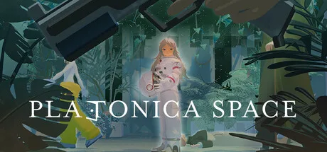 PLATONICA SPACE logo over a girl surrounded by floating furnishings and plants