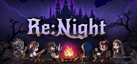 Re:Night artwork showing a party gathered around a campfire below a purple castle