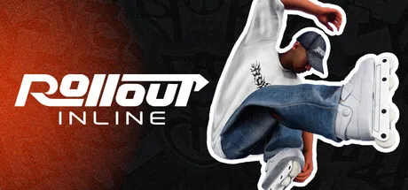An inline skater in the air beside the Rollout Inline logo.