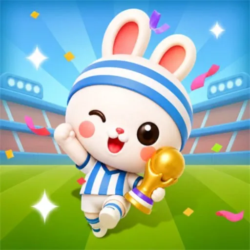 Official app icon for Roomtopia, showing a white rabbit in a blue helmet.