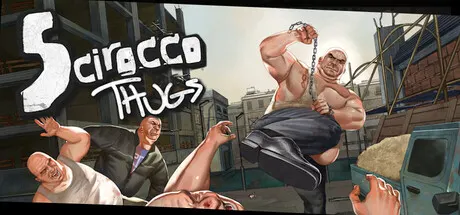 A first-person view of a brawl with a fighter swinging a chain beside the Scirocco Thugs title.