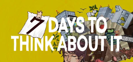 7 Days To Think About It promotional illustration of a figure surrounded by household objects.