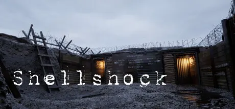 Shellshock promotional art of an empty trench under a gray sky.