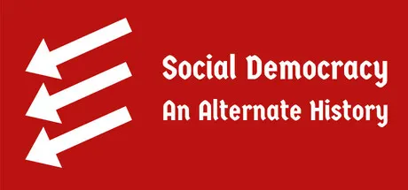 Official promotional artwork showing three white arrows and the Social Democracy title on red.