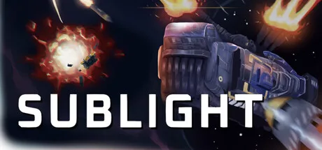 A large spacecraft and explosions behind the Sublight title.