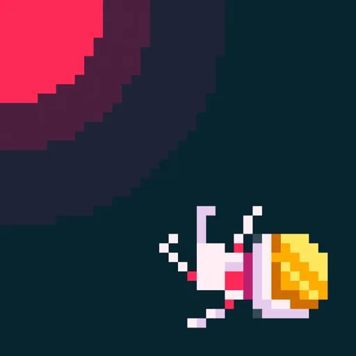 Official app icon for Sunburn!, showing a small pixel-art figure against dark pink space.
