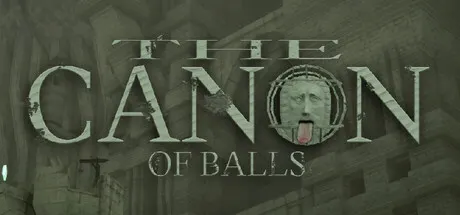 THE CANON OF BALLS title with a face protruding its tongue over stone architecture