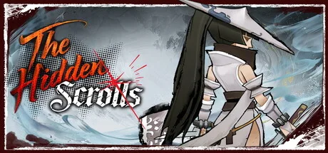 The Hidden Scrolls promotional illustration of a long-haired figure with a hat and weapon.